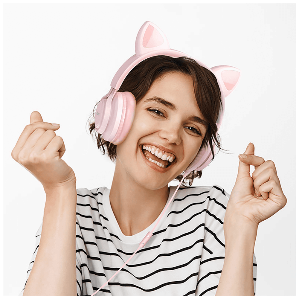 hoco. Slušalice sa mikrofonom, mačje uši, pink - W36 Cat ear, Pink slika 5