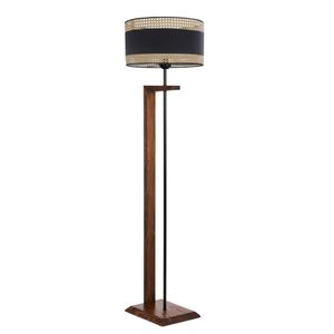 Menekşe Ceviz Lambader Silindir 03 Rattan Abajurlu Walnut Floor Lamp