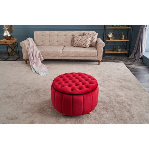 Atelier Del Sofa Tabure, Crvena, Jasmin Puf - Red slika 2