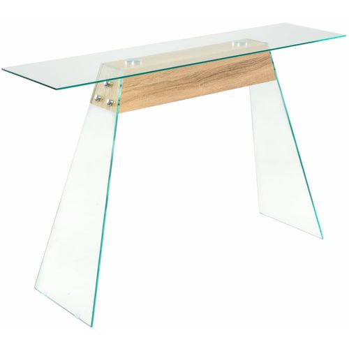 Konzolni stol od stakla i MDF-a 120 x 30 x 76 cm boja hrasta slika 1
