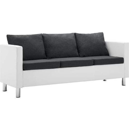 2-dijelni set sofa od umjetne kože bijeli i tamnosivi slika 40