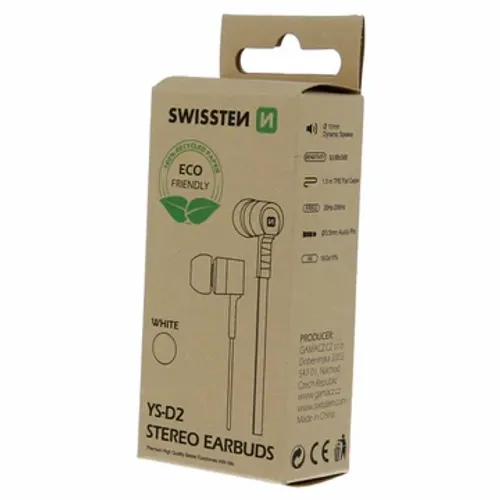 Swissten EARBUDS RAINBOW Eco Pack 3,5mm YS-D2 bela slika 2