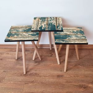 Set Nesting Stolova (3 Komada) - Zelena i Bež