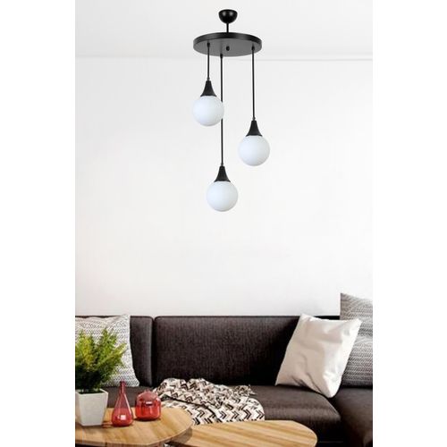 Afra 3 Lü Tepsili Siyah Beyaz Camlı Sarkıt Black
White Chandelier slika 2