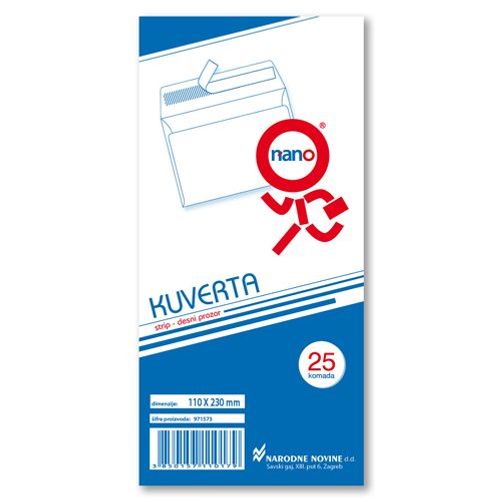 Kuverte 110x230 mm ABT PD strip, bijela, 25/1 slika 2