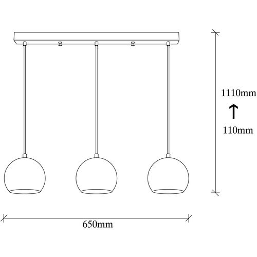 Opviq Vislica PLATINUM, metal, 65 x 15 cm, visina 11 cm, podesvia visina, 3 x E27 40 W, Berceste - 241-S1 slika 3