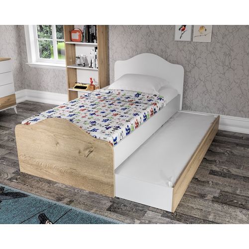 Woody Fashion Jednostruki krevet, Kanguru - Oak, White slika 1