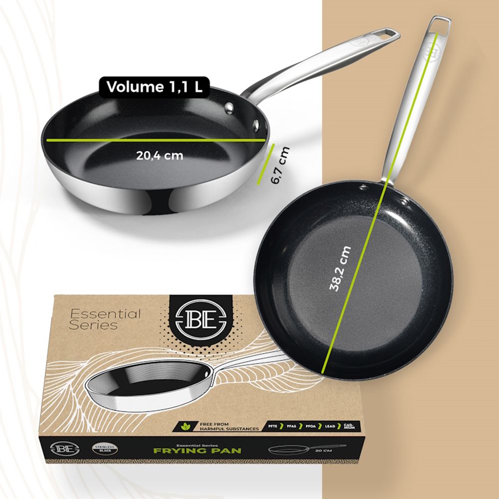 BE Living Tava Essential Black 20 cm troslojni nehrđajući čelik slika 8