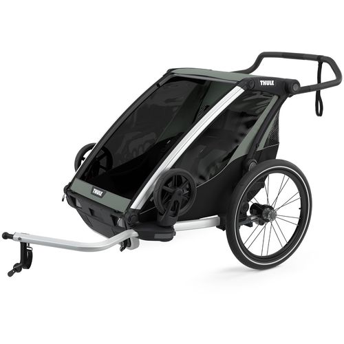 Thule Chariot Lite 2 zeleno (agava)/crna sportska dječja kolica i prikolica za bicikl za dvoje djece (4u1) slika 1