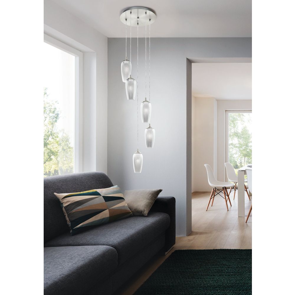 Eglo Farsala visilica/5, led, g9, 5x3w, 5x360lm, nikl-mat/staklo sivo  slika 2