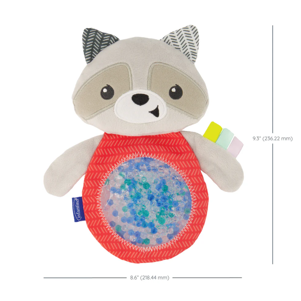 Infantino 315083 Senzorna plišana igračka Seek & Squish Sensory Pal - Rakun slika 4