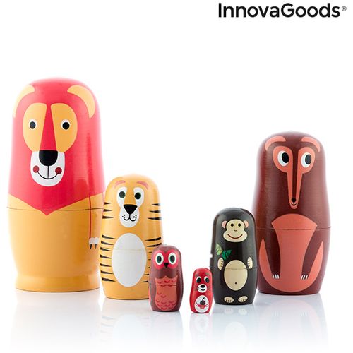 Drvena Babuška sa Životinjskim Figurama Funimals InnovaGoods 11 Dijelovi slika 1