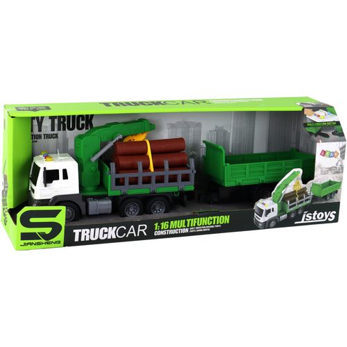 Kamion s kranom i balvanima 1:16 zeleni slika 6