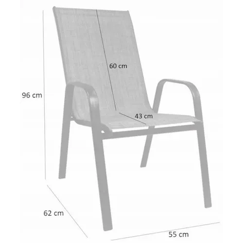 Vrtna stolica - 2 kom - Siva slika 2