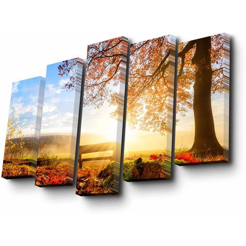 5PUC-030 Multicolor Decorative Canvas Painting (5 Pieces) slika 3