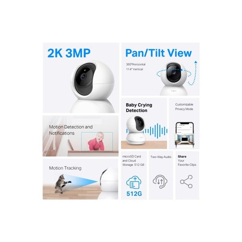 TP-LINK Tapo C210P2 2k 3MP 2304 x 1296 Pan/Tilt WiFi Sigurnosna Kamera slika 3