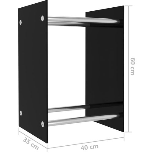 Stalak za drva za ogrjev crni 40 x 35 x 60 cm stakleni slika 20