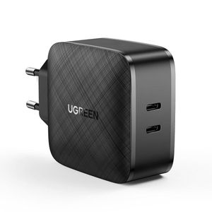 Ugreen - Zidni punjač (70867) - 2x USB-C, PD, GaN 66W, 3.3A - crni