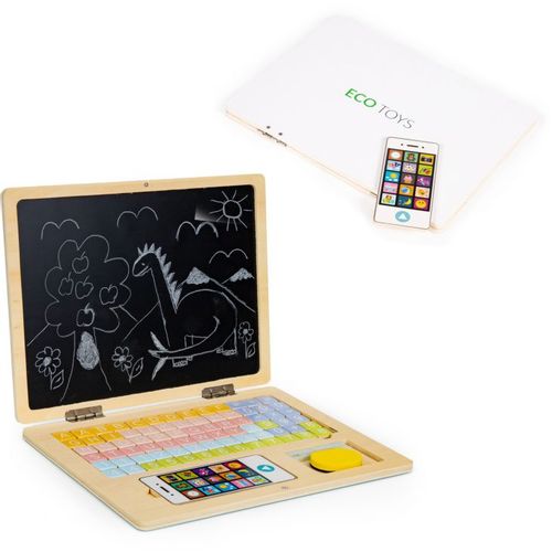 EcoToys edukativni laptop za crtanje 2u1 sa 78 magneta bijeli slika 1
