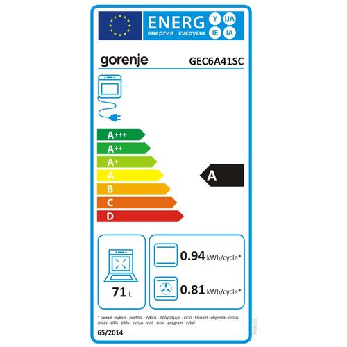 Gorenje GEC6A41SC Električni šporet, Staklokeramička ploča, Širina 60 cm, Siva slika 10