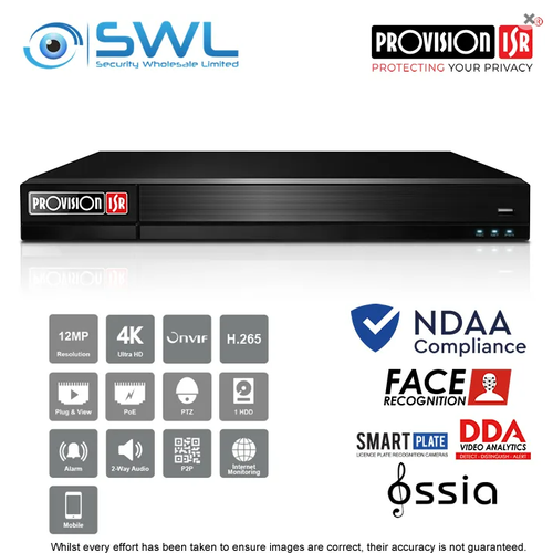 PROVISION-ISR NVR12-16400PFAN(1U) 16CH NVR PREPOZNAVANJE LICA 16X POE 2X HDD slika 1