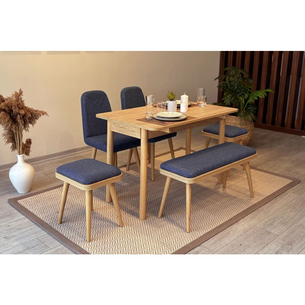Vina Mini 03 1048 - Set Ekstenzibilnog Stola i Stolica (6 Komada) u Tamnoplavoj Hrasti slika 2