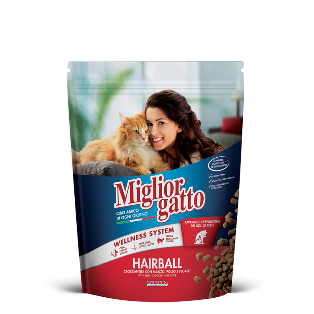 Miglior Gatto hrana za mačke piletina, govedina i jetrica Hairball 800g slika 1
