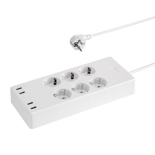 Transmedia Smart 6-way power strip with 4 USB charging ports (max. 5V 4A) slika 1