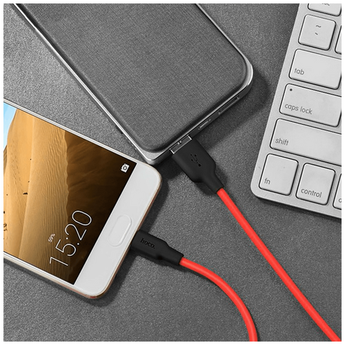 hoco. USB kabel za smartphone,silikonski,1.2 met, 2 A,crno/crveni - X21 Silicone USB type C, Black/Red slika 5