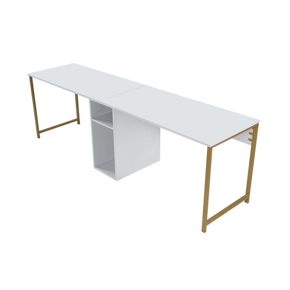 Twin Study Desk - Bijela i Zlatna slika 5
