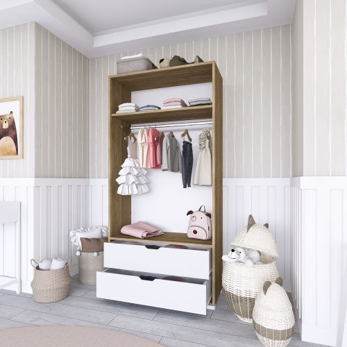 90 Cm 1600-015 Light Walnut
White Wardrobe slika 5