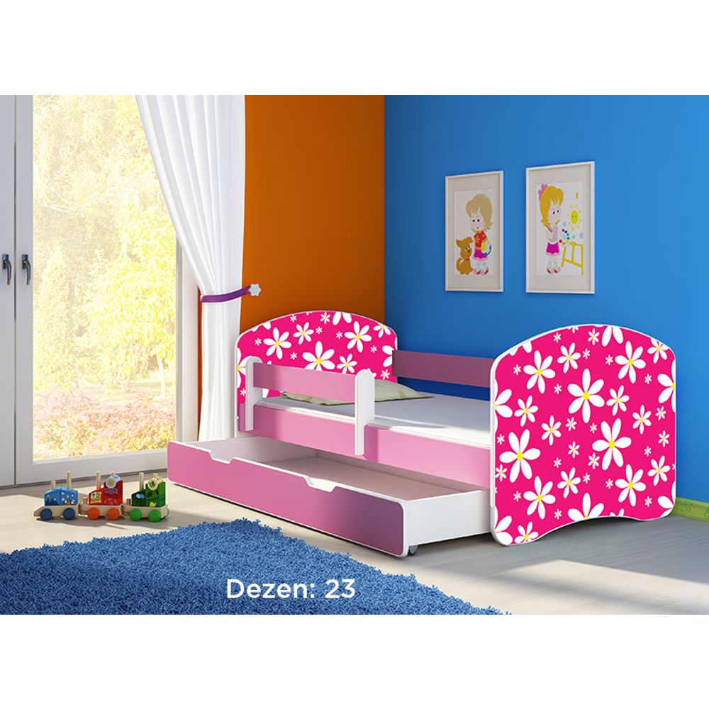 ACMA Dječiji krevet Acma II sa ladicom Pink - 140x70cm - Dezen 23 slika 2