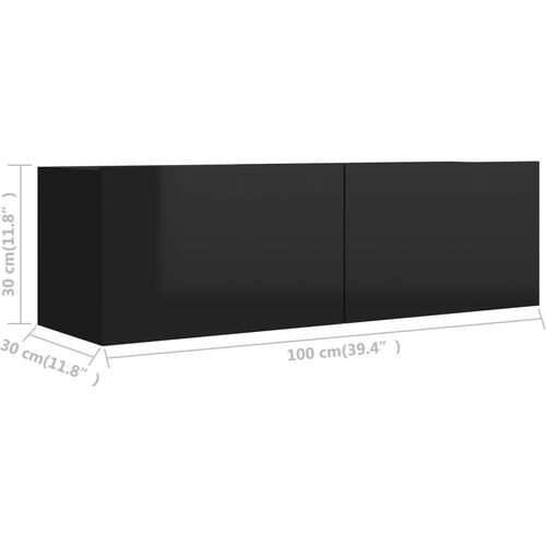 TV ormarić visoki sjaj crni 100 x 30 x 30 cm od iverice slika 51
