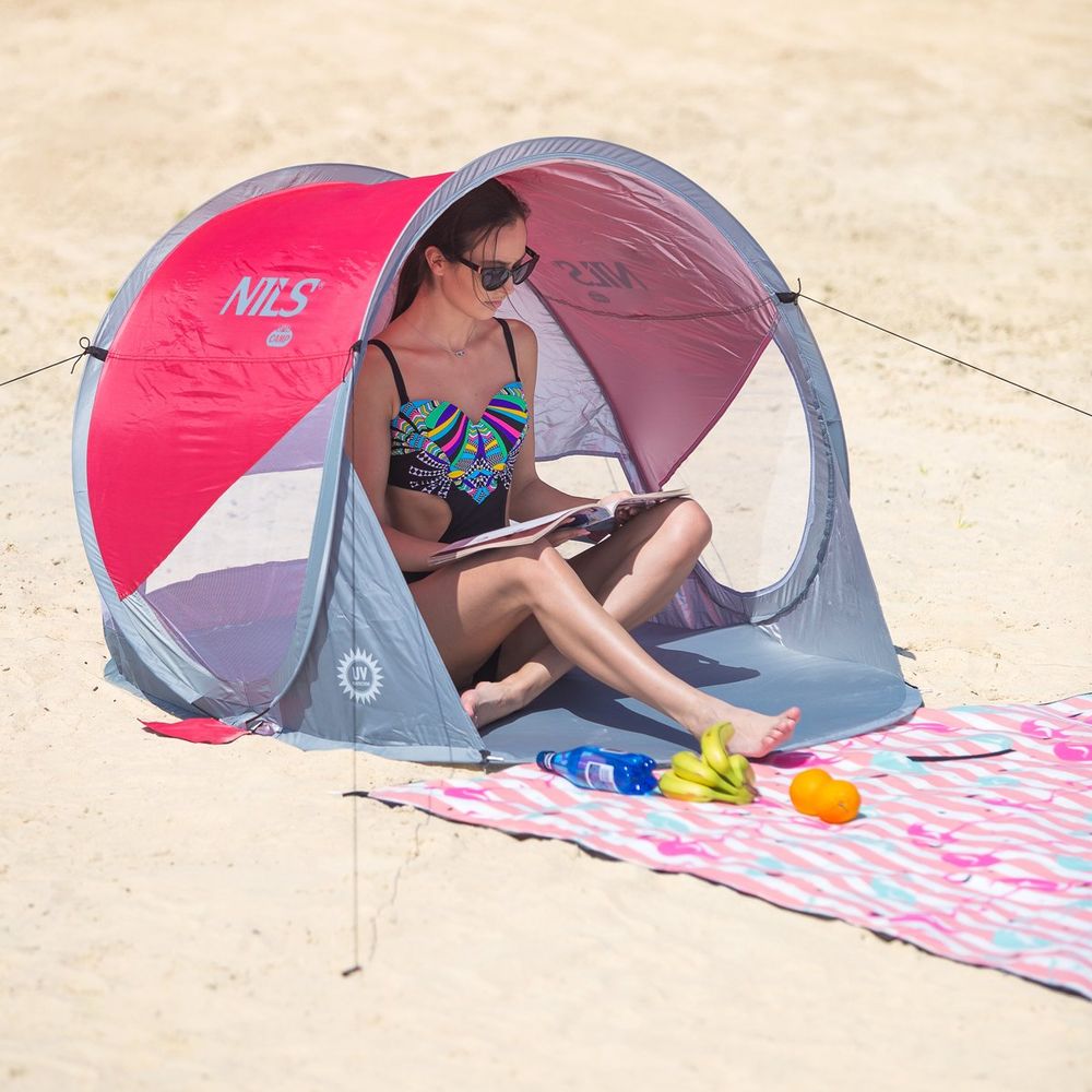 Nc3142 crveno-sivi šator za plažu nils camp slika 3