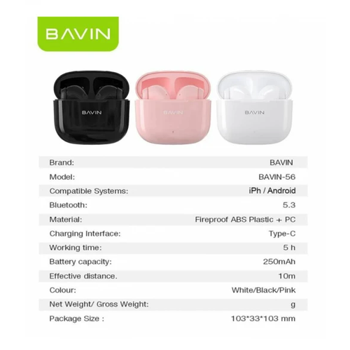 Bavin slušalice wireless earbuds crna slika 5