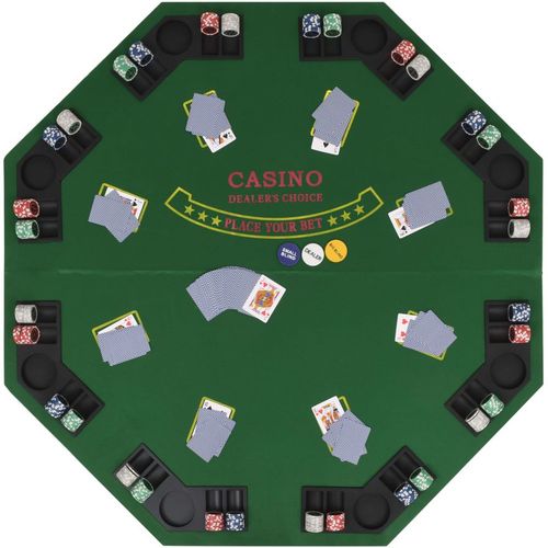 Sklopiva dvodijelna podloga za poker stol za 8 igrača osmerokutna zelena slika 23