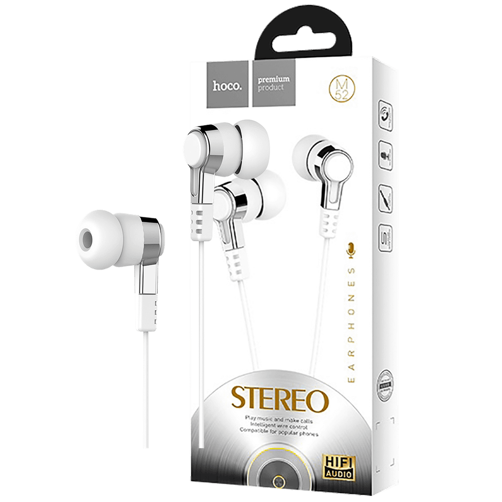 hoco. Slušalice sa mikrofonom, 3.5 mm,dužina kabela 1.2 met,bijela - M52 White slika 1