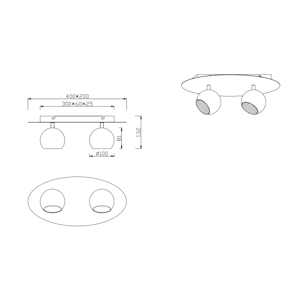 Trio Lighting stropna svjetiljka DAKOTA 2 – bijelo-mat, 2× G9, 230 V slika 2