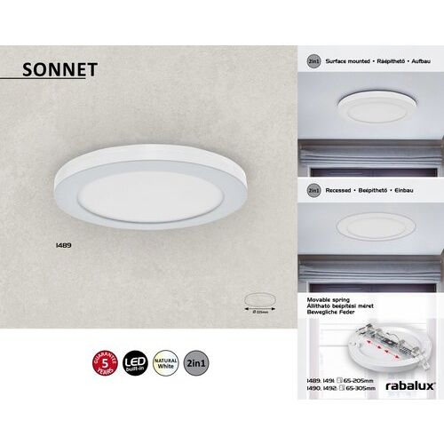 Rabalux Sonnet ugradna I nadgradna plafonjera LED 18W 1500lm 4000K slika 4