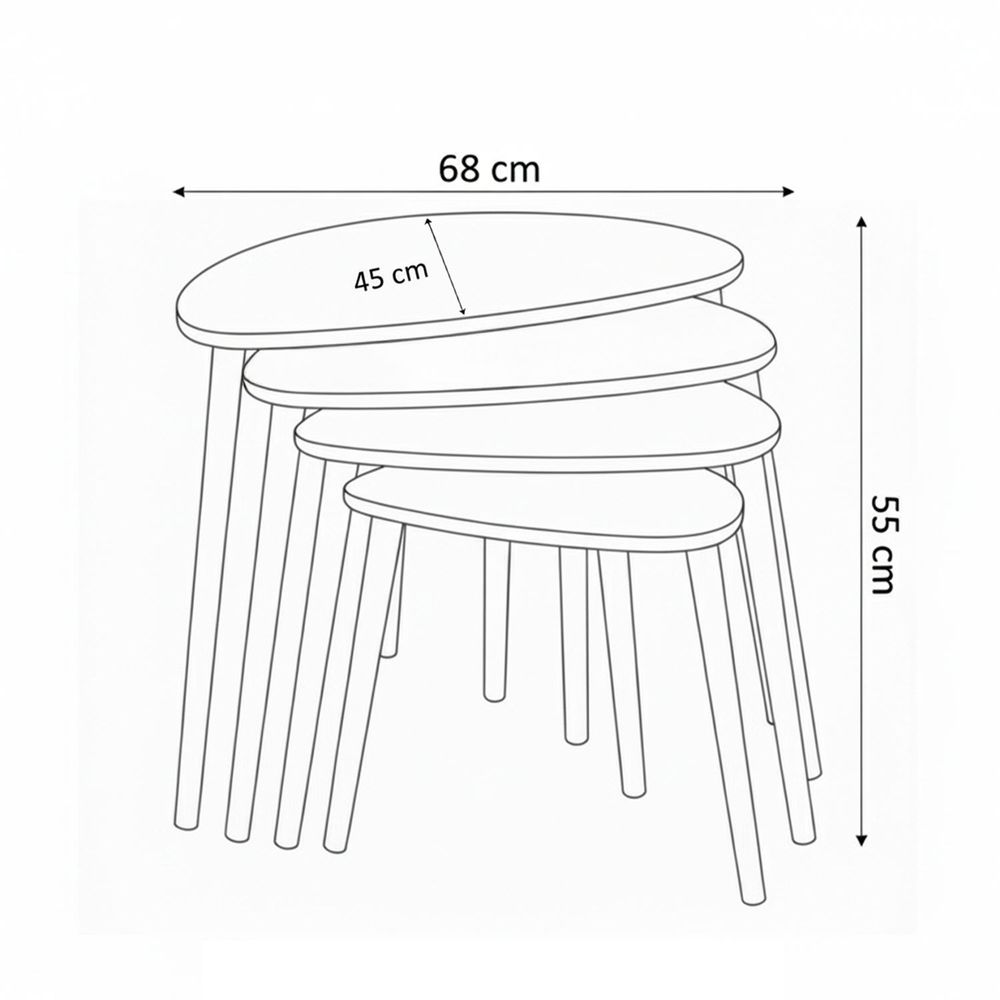 Nesting Table Nora - Set od 4 komada u boji hrasta slika 7