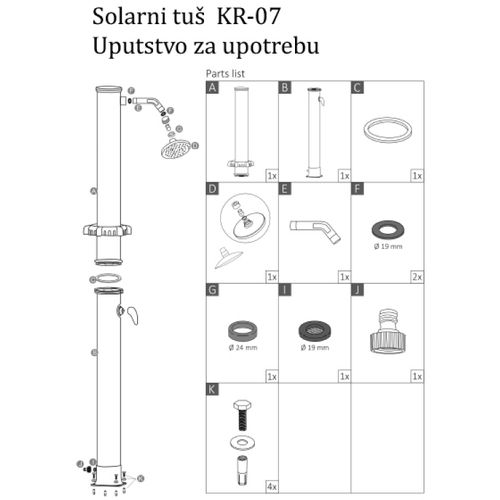 Solarni tuš 20 L sa slavinom KR-07 slika 3