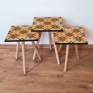 Set Nesting Stolova (3 Komada) 3Shp43 - Boje: Losos, Mornarsko Plava, Zelena