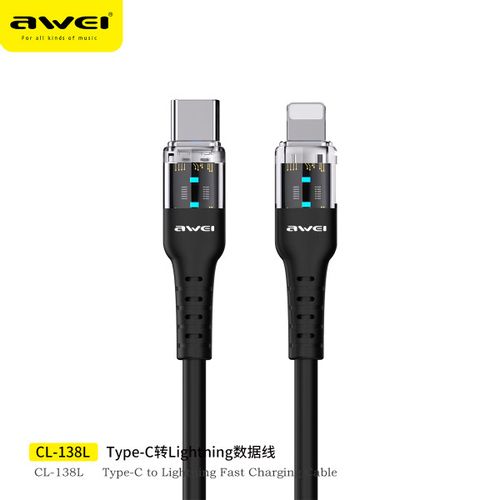 Kabl AWEI  CL-138 USB tip C na iPhone crni 27W slika 1