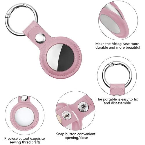 Techsuit - sigurni kožni držač (SLH1) - Apple AirTag torbica s metalnim prstenom - pink slika 2