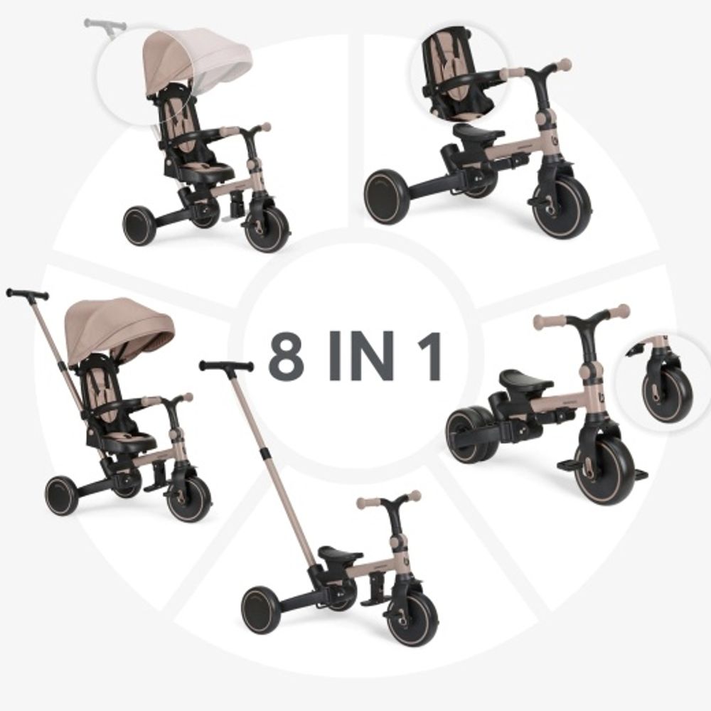 Kikka Boo Sklopivi tricikl 8U1 Aluma, Beige slika 10