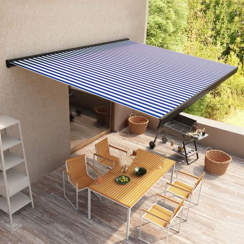 Motorizirana kazetna tenda 300 x 250 cm plavo-bijela slika 26