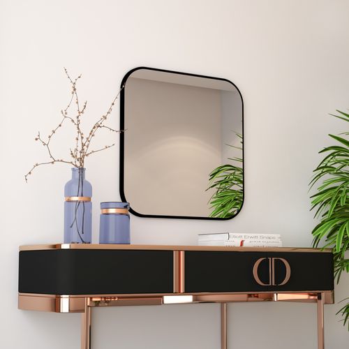 Atlantis Small - Black Black Decorative Chipboard Mirror slika 3