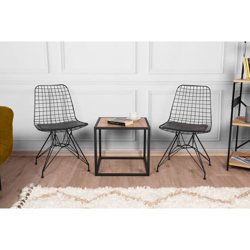 Woody Fashion Set stolica (2 komada), Crno, 2'Li Minderli Metal Tel Sandalye slika 1