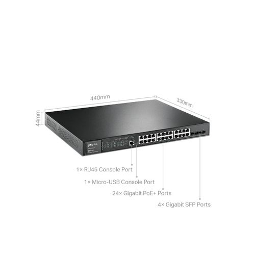 TP-LINK JetStream 28-Port Gigabit L2+ upravljivi switch s 24-Port PoE+ slika 2