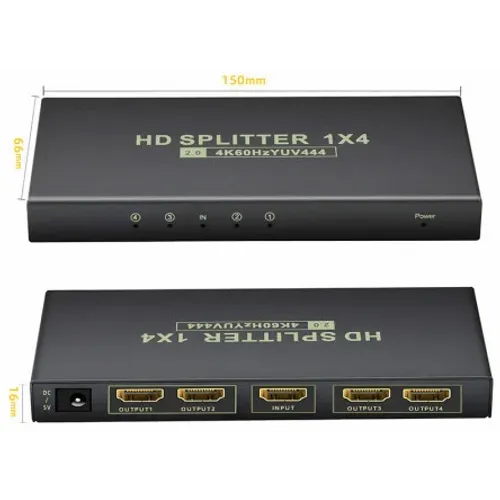 Xwave HDMI 2.0 Spliter 4Kx2K Active,1-in 4-out slika 1